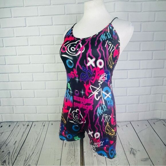 Shein Graffiti Print Backless Unitard Romper - Medium - Picture 11 of 16